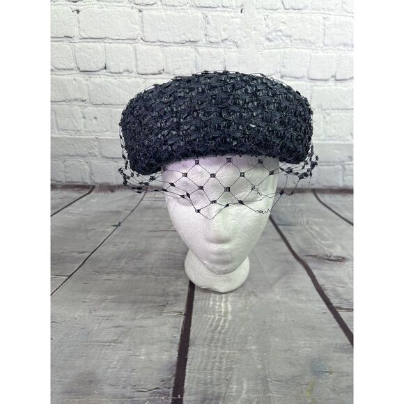 Jean Sutton Vintage 60s Blue Woven Brimmed Women\'s Hat USA union made‎ main image 5